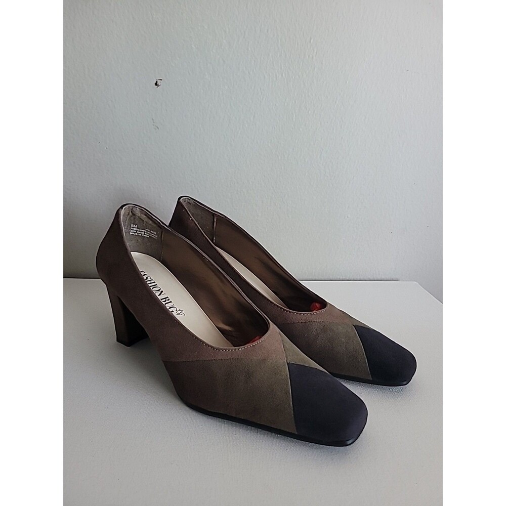 VTG Fashion Bug Faux Suede Pumps Sz 8 Earthy Office Career Work Teacher